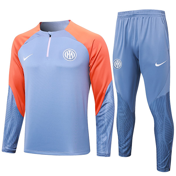 Inter milan tracksuit soccer suit sports set zipper-necked uniform men's clothes football training light blue orange kit 2024-2025