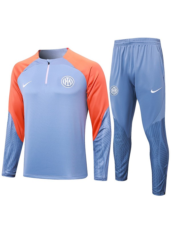 Inter milan tracksuit soccer suit sports set zipper-necked uniform men's clothes football training light blue orange kit 2024-2025