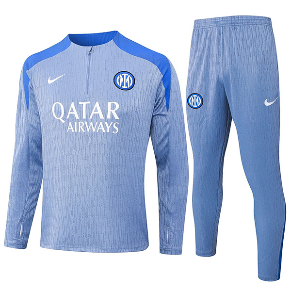 Inter milan tracksuit soccer suit sports set zipper-necked uniform men's light blue clothes football training kit 2024-2025