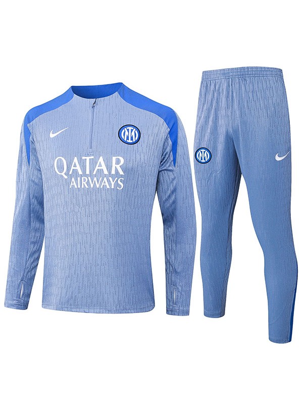 Inter milan tracksuit soccer suit sports set zipper-necked uniform men's light blue clothes football training kit 2024-2025