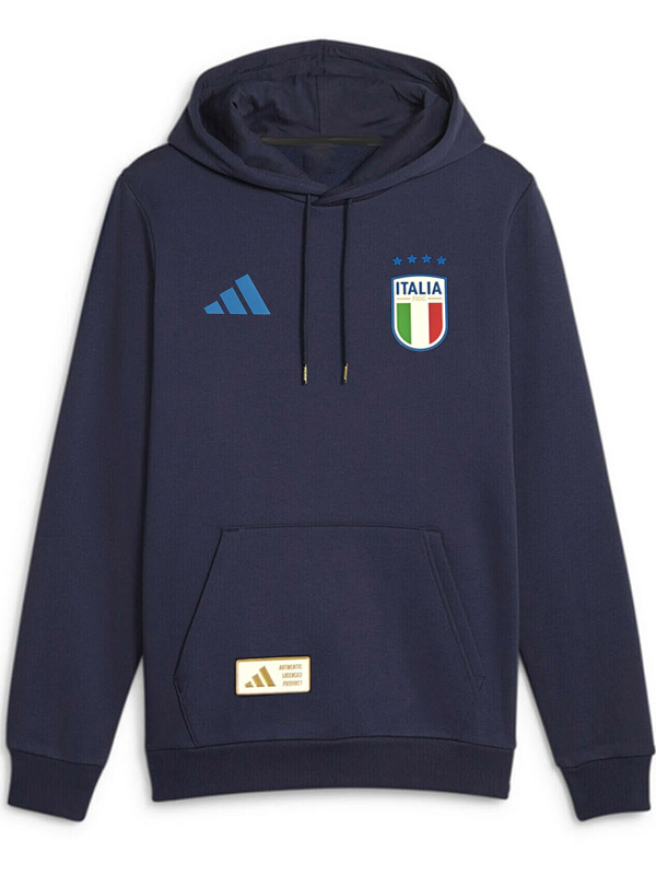 Italy veste à capuche football vêtements de sport survêtement hommes formation indigo kit extérieur football manteau 2025-2026