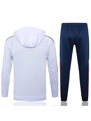 Italy hoodie jacket football sportswear tracksuit zipper-neck men's training kit outdoor soccer white navy coat 2024-2025