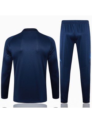 Italy survêtement de football pantalon ensemble de sport demi-fermeture éclair uniforme à col vêtements de la marine pour hommes kit d'entraînement de football 2024-2025