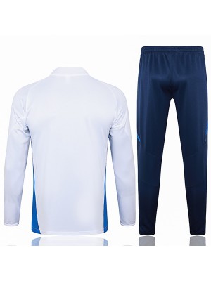 Italy survêtement de football pantalon ensemble de sport demi-fermeture éclair uniforme à col vêtements blancs pour hommes kit d'entraînement de football 2024-2025