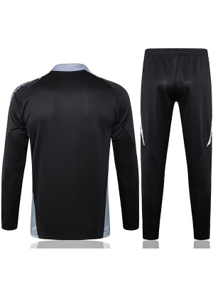 Italy tracksuit soccer suit sports set zipper-necked uniform men's clothes football training dark black kit 2024-2025