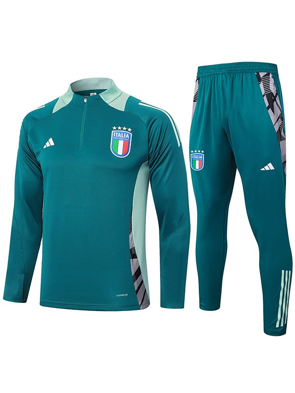 Italy tracksuit soccer suit sports set zipper-necked uniform men's clothes football training dark green kit 2024-2025