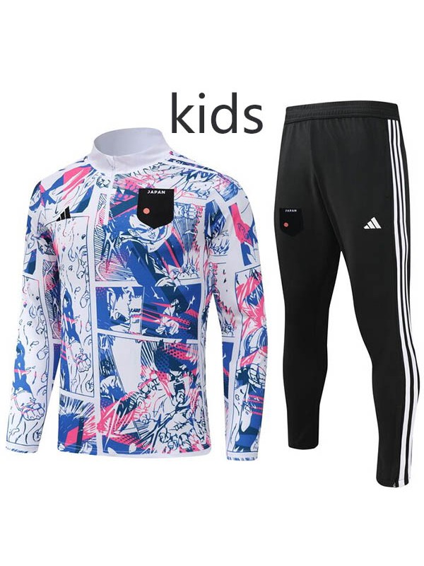 Japan survêtement enfants kit pantalon de football costume ensemble de sport demi-zip crampons à col uniforme jeunesse enfants blanc Dragon Ball football mini kit d'entraînement 2024-2025