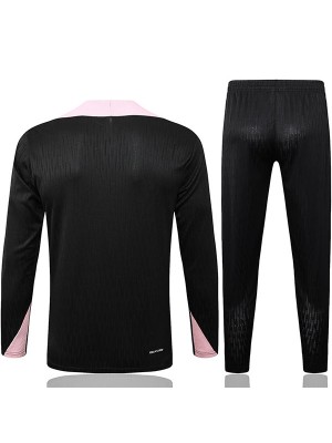 Jordan paris saint-germain tracksuit soccer pants suit sports set half zip necked black pink uniform men's clothes football training kit 2024-2025