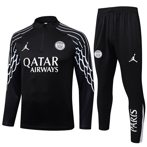 Jordan paris saint-germain survêtement de football ensemble de sport col zippé uniforme vêtements pour hommes entraînement de football kit noir 2025-2026