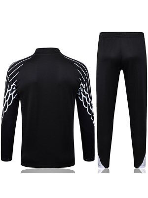 Jordan paris saint-germain survêtement de football ensemble de sport col zippé uniforme vêtements pour hommes entraînement de football kit noir 2025-2026