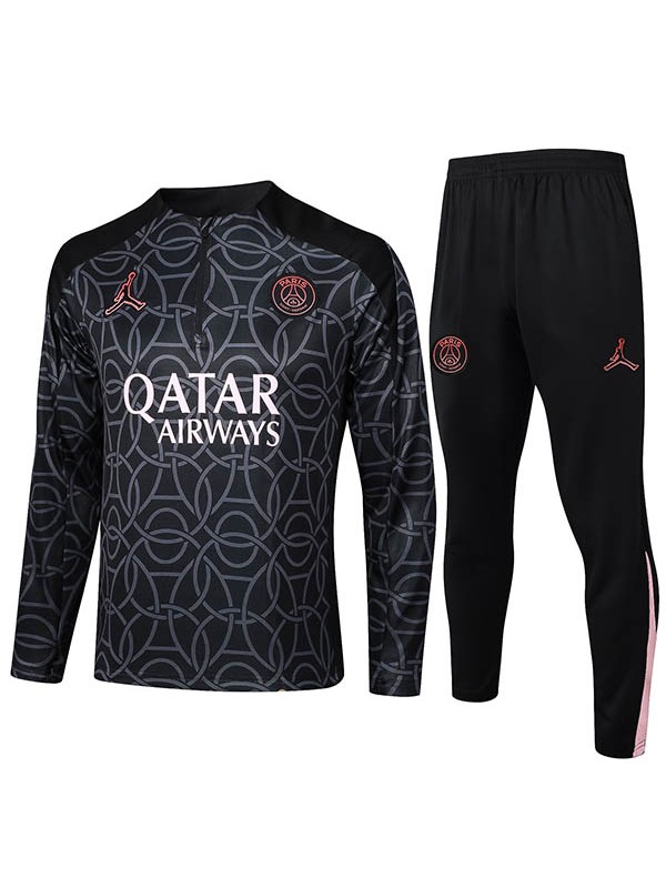 Jordan paris saint germain survêtement de football ensemble de sport col zippé uniforme bleu marine vêtements pour hommes kit d'entraînement de football 2024-2025