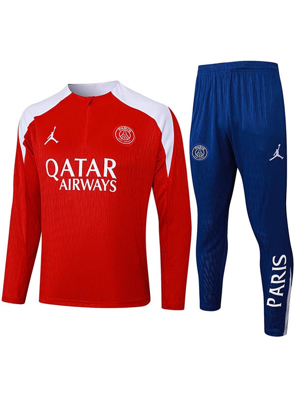 Jordan paris saint-germain survêtement de football ensemble de sport col zippé uniforme rouge vêtements pour hommes kit d'entraînement de football 2025-2026