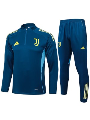 Juventus survêtement de football pantalon ensemble de sport col à demi-fermeture éclair uniforme bleu sarcelle vêtements pour hommes kit d'entraînement de football 2025-2026