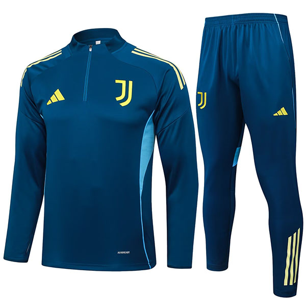 Juventus survêtement de football pantalon ensemble de sport col à demi-fermeture éclair uniforme bleu sarcelle vêtements pour hommes kit d'entraînement de football 2025-2026
