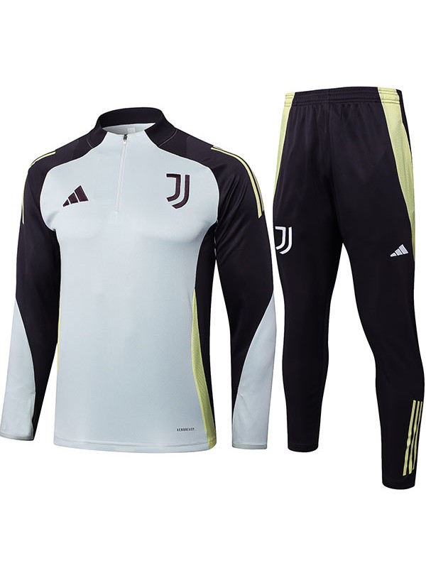 Juventus survêtement de football pantalon ensemble de sport gris clair fermeture éclair col uniforme vêtements homme tenue d'entraînement de football 2024-2025