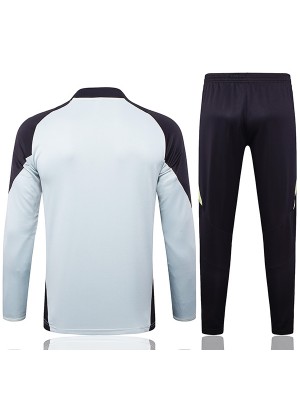 Juventus survêtement de football pantalon ensemble de sport gris clair fermeture éclair col uniforme vêtements homme tenue d'entraînement de football 2024-2025