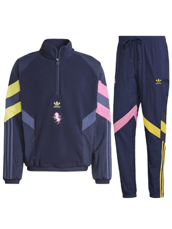 Juventus tracksuit soccer pants suit sports set navy yellow half zipper necked uniform men's clothes football training kit 2024-2025