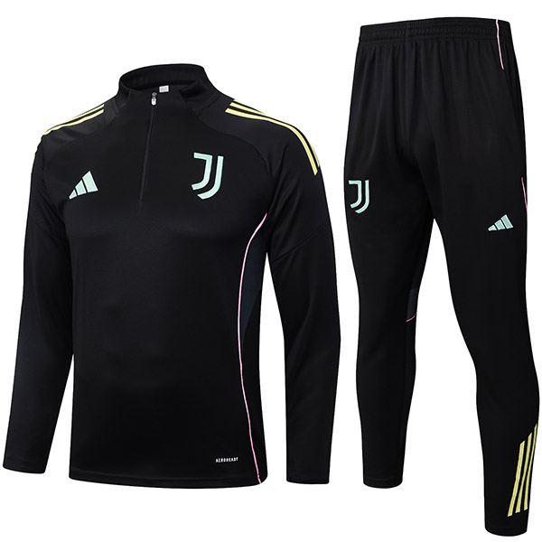 Juventus survêtement de football ensemble de sport col zippé bleu sarcelle noir uniforme vêtements pour hommes kit d'entraînement de football 2025-2026