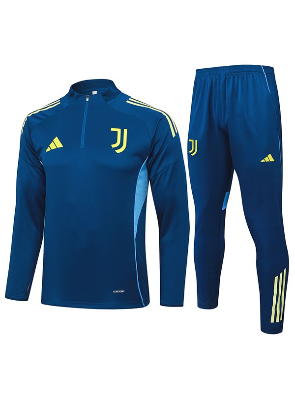 Juventus survêtement de football ensemble de sport col zippé bleu sarcelle bleu marine uniforme vêtements pour hommes kit d'entraînement de football 2025-2026
