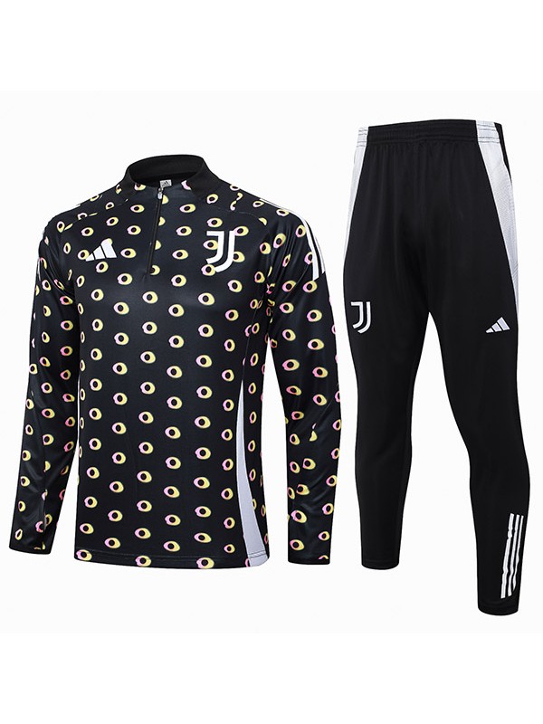 Juventus tracksuit soccer suit sports set zipper-necked uniform men's black clothes football training kit 2024-2025