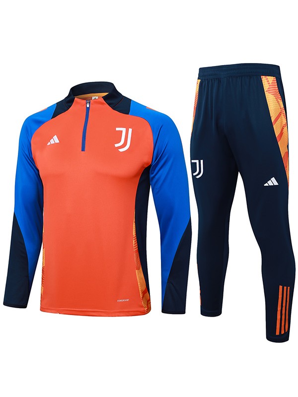 Juventus tracksuit soccer suit sports set zipper-necked uniform men's orange navy clothes football training kit 2024-2025