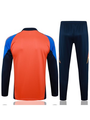 Juventus tracksuit soccer suit sports set zipper-necked uniform men's orange navy clothes football training kit 2024-2025
