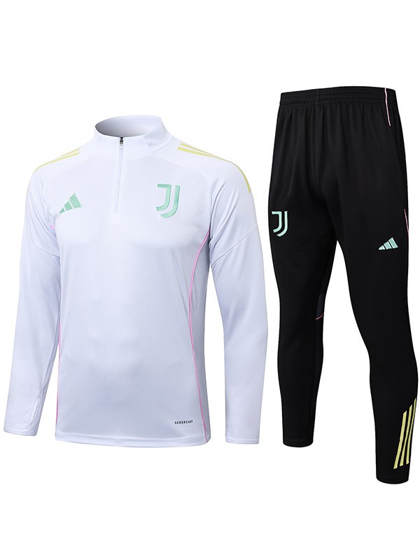 Juventus survêtement de football ensemble de sport col zippé uniforme pour hommes vêtements blancs kit d'entraînement de football 2025-2026
