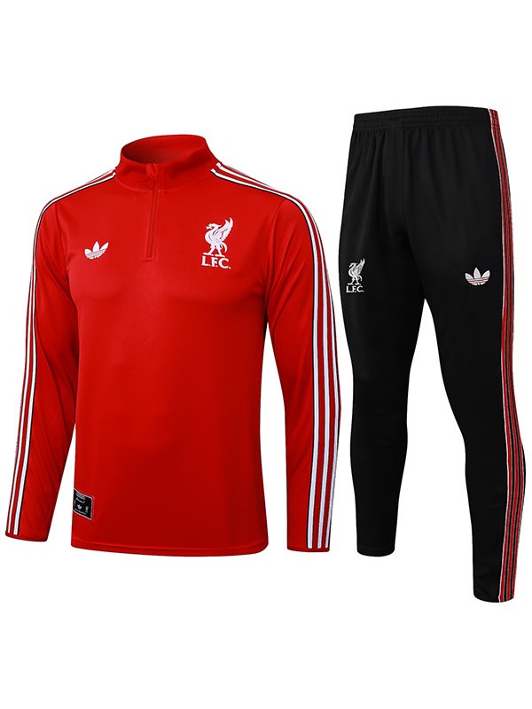 Liverpool survêtement de football pantalon ensemble de sport rouge demi-fermeture éclair col uniforme vêtements pour hommes kit d'entraînement de football 2025-2026