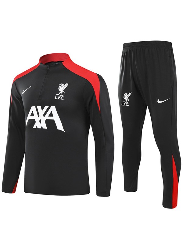 Liverpool tracksuit soccer suit sports set zipper-necked uniform men's clothes football training all black kit 2024-2025