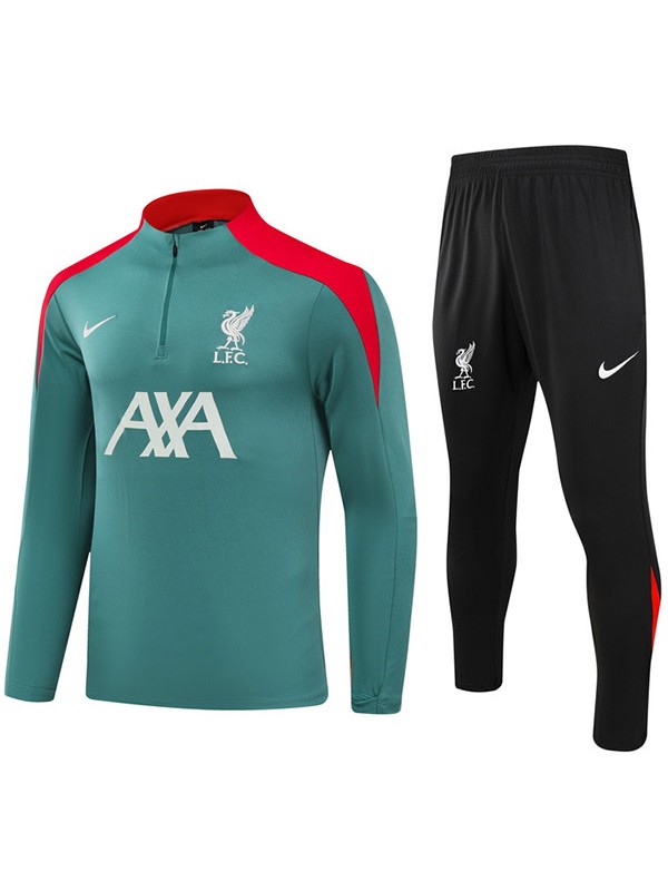 Liverpool tracksuit soccer suit sports set zipper-necked uniform men's clothes football training green black kit 2024-2025