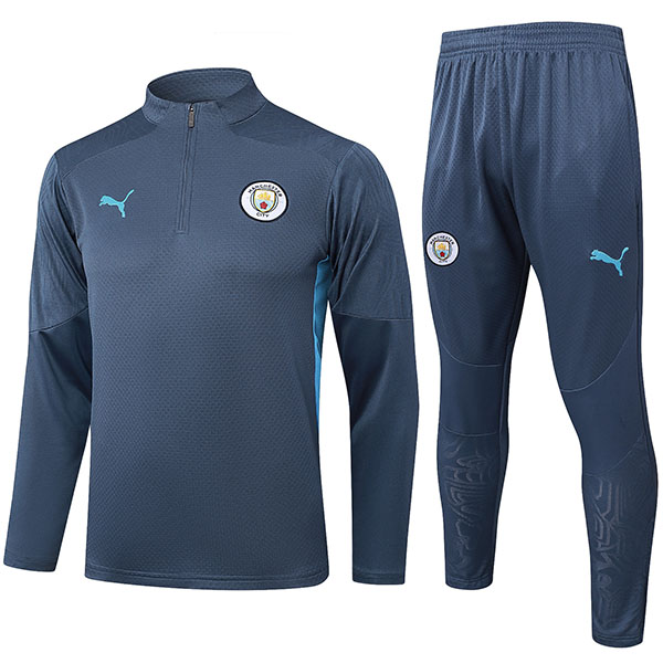 Manchester city survêtement de football pantalon ensemble de sport gris demi-fermeture éclair col uniforme vêtements pour hommes kit d'entraînement de football 2024-2025