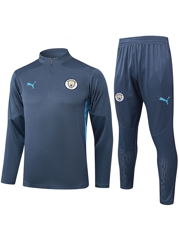 Manchester city survêtement de football pantalon ensemble de sport gris demi-fermeture éclair col uniforme vêtements pour hommes kit d'entraînement de football 2024-2025