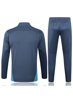 Manchester city survêtement de football pantalon ensemble de sport gris demi-fermeture éclair col uniforme vêtements pour hommes kit d'entraînement de football 2024-2025