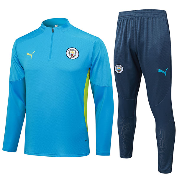 Manchester City survêtement de football ensemble de sport demi-zip col bleu uniforme vêtements pour hommes kit d'entraînement de football 2025-2026
