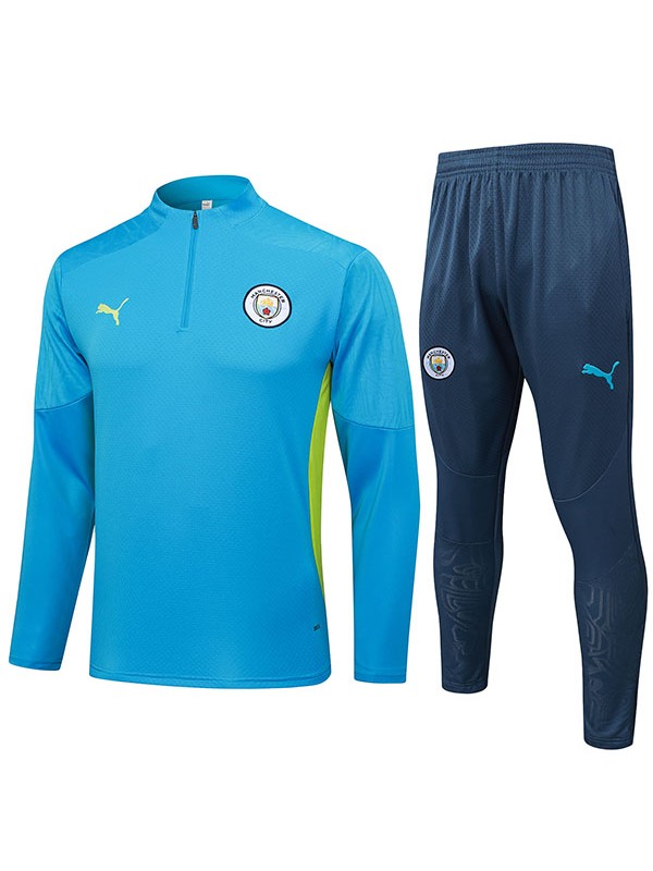 Manchester City survêtement de football ensemble de sport demi-zip col bleu uniforme vêtements pour hommes kit d'entraînement de football 2025-2026