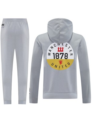 Manchester United veste à capuche survêtement de sport de football uniforme gris kit d'entraînement pour hommes manteau de football extérieur athlétique 2025-2026