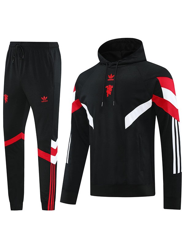 Manchester united veste à capuche football vêtements de sport survêtement hommes formation kit noir manteau de football en plein air 2024-2025
