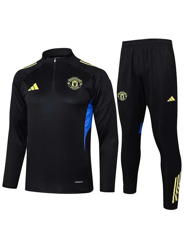Manchester United survêtement de football ensemble de sport demi-zip col noir uniforme vêtements pour hommes kit d'entraînement de football 2025-2026