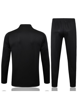Manchester united survêtement de football pantalon ensemble de sport col à demi-fermeture éclair uniforme noir vêtements pour hommes kit d'entraînement de football rétro 2025-2026