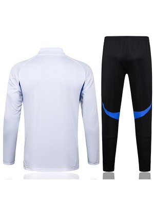 Manchester United survêtement de football ensemble de sport demi-zip col blanc noir uniforme vêtements pour hommes, kit d'entraînement de football 2025-2026