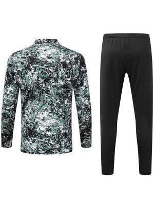 Manchester United survêtement pantalon de football costume ensemble de sport demi-fermeture éclair col uniforme hommes vert noir vêtements kit d'entraînement de football 2024-2025