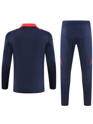 Manchester united tracksuit soccer suit sports set zipper-necked uniform men's navy clothes football training kit 2024-2025