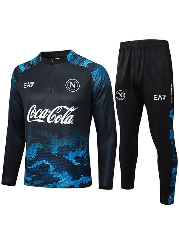 Napoli tracksuit soccer suit sports set zipper-necked uniform men's clothes football training black blue kit 2024-2025