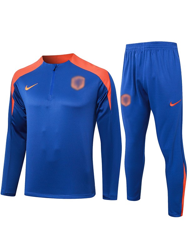 Nethlan tracksuit soccer suit sports set zipper-necked uniform men's blue clothes football training kit 2024-2025