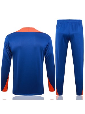 Nethlan tracksuit soccer suit sports set zipper-necked uniform men's blue clothes football training kit 2024-2025