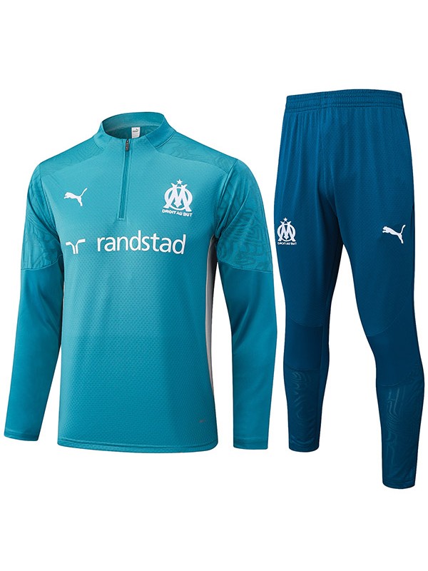 Olympique de Marseille tracksuit soccer suit sports set zipper-necked teal uniform men's clothes football training kit 2024-2025