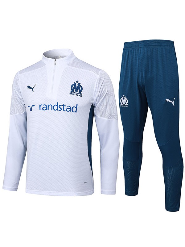 Olympique de Marseille tracksuit soccer suit sports set zipper-necked white navy uniform men's clothes football training kit 2024-2025