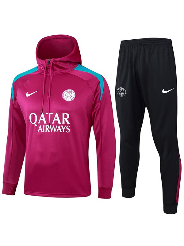 Paris saint-germain hoodie jacket football sportswear tracksuit zipper-necked men's training kit purple black outdoor uniform soccer coat 2024-2025
