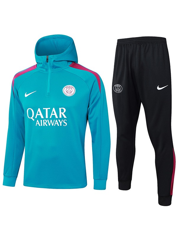 Paris saint-germain hoodie jacket football sportswear tracksuit zipper-necked men's training kit teel black outdoor uniform soccer coat 2024-2025