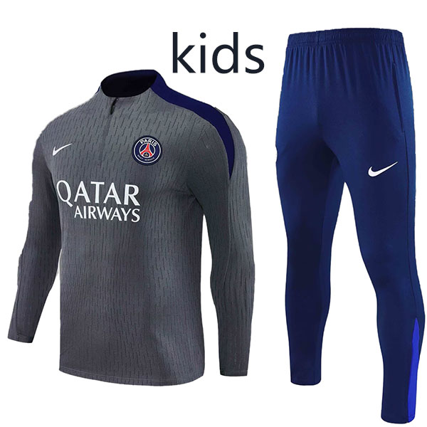 Paris saint-germain ensemble survêtement enfant gris foncé uniforme junior mini-kit d'entraînement 2025-2026